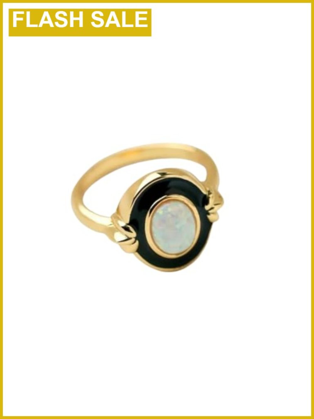 18K Gold Plated Brass Created Opal Ring Vintage Stacking Promise Engagement